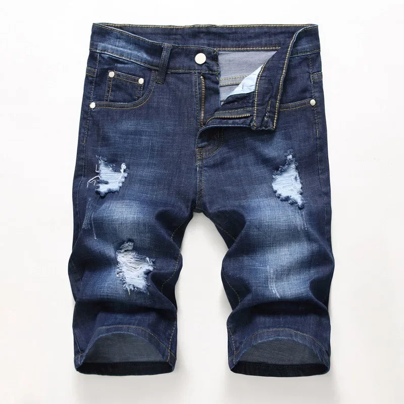 Summer New Men's Jeans Trend Retro Men Denim Shorts Stretch Slim Hip Hop Classic Hole Short Style Jeans for Male Big Size 28-42