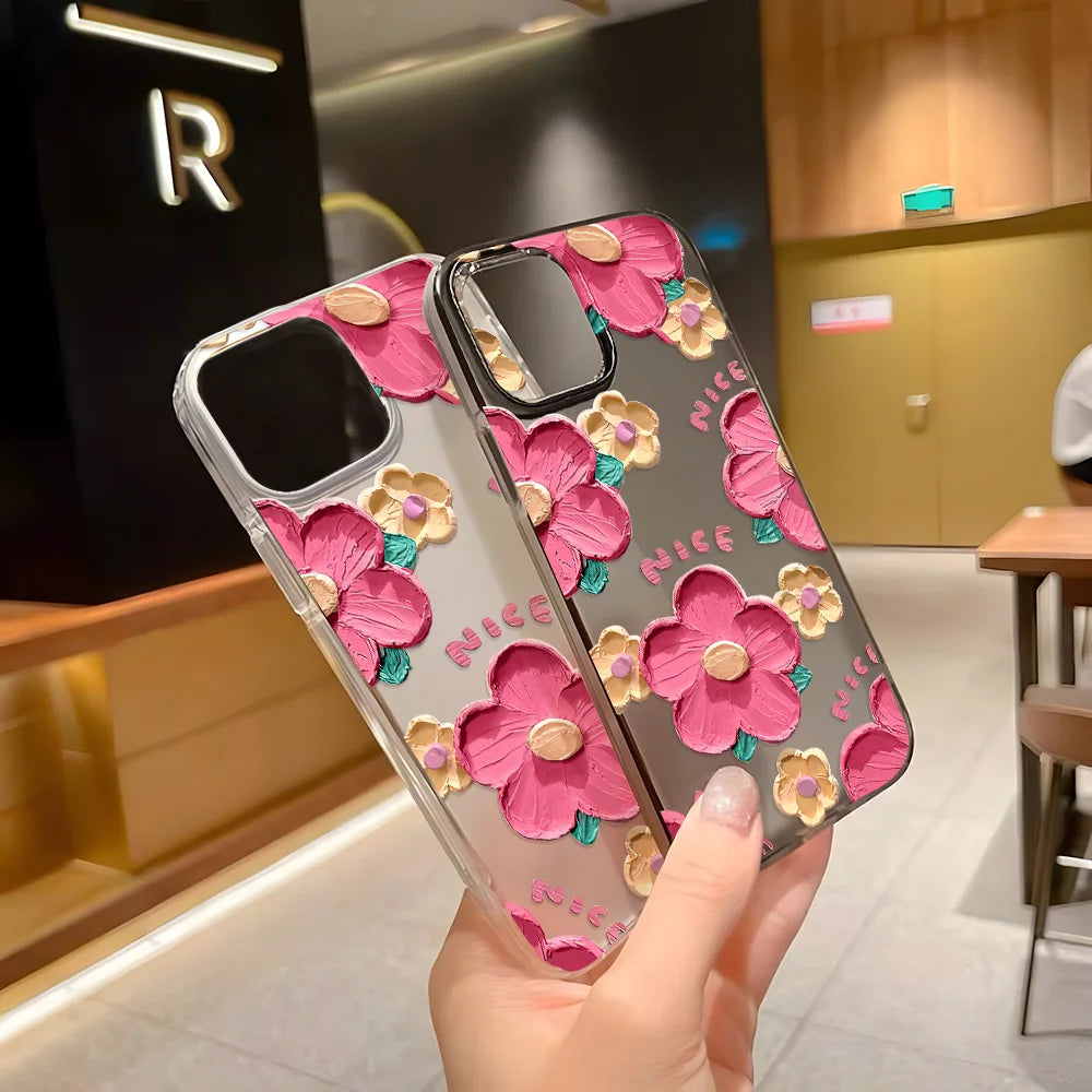 Matte Soft Silicone Phone Cases for iPhone 15 Case iPhone 16 13 17 Pro Max 14 11 12 Pro 15 16 Plus Flower Clear Shockproof Cover