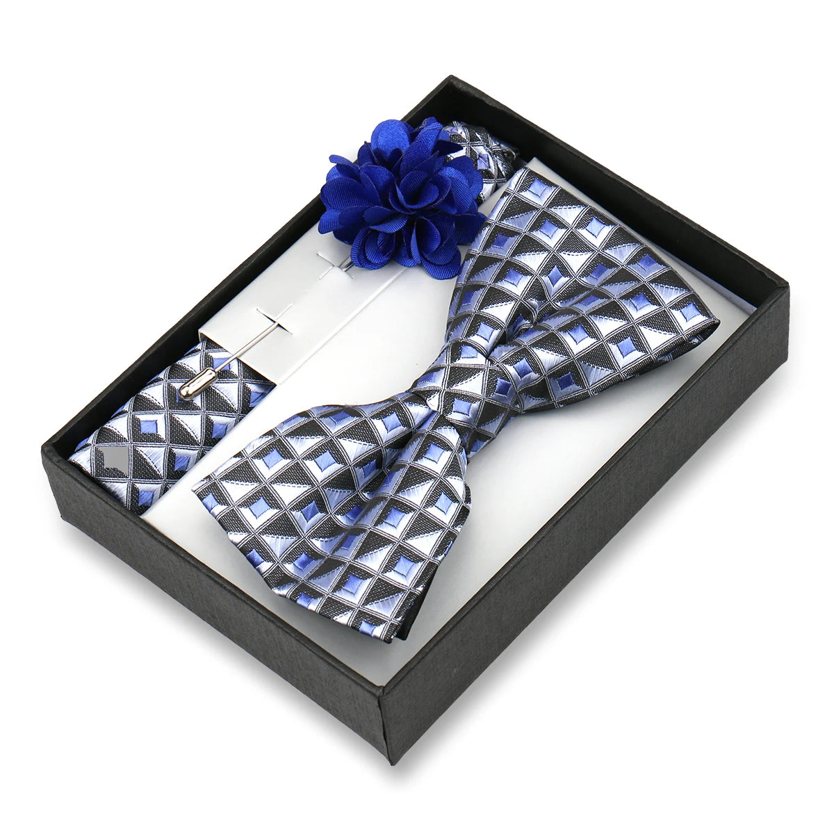 Classic High Quality Bow Tie Set Box Gift For Men Fashion Elegant Bowtie Handchief And Brooch Set Wedding Business Accessories