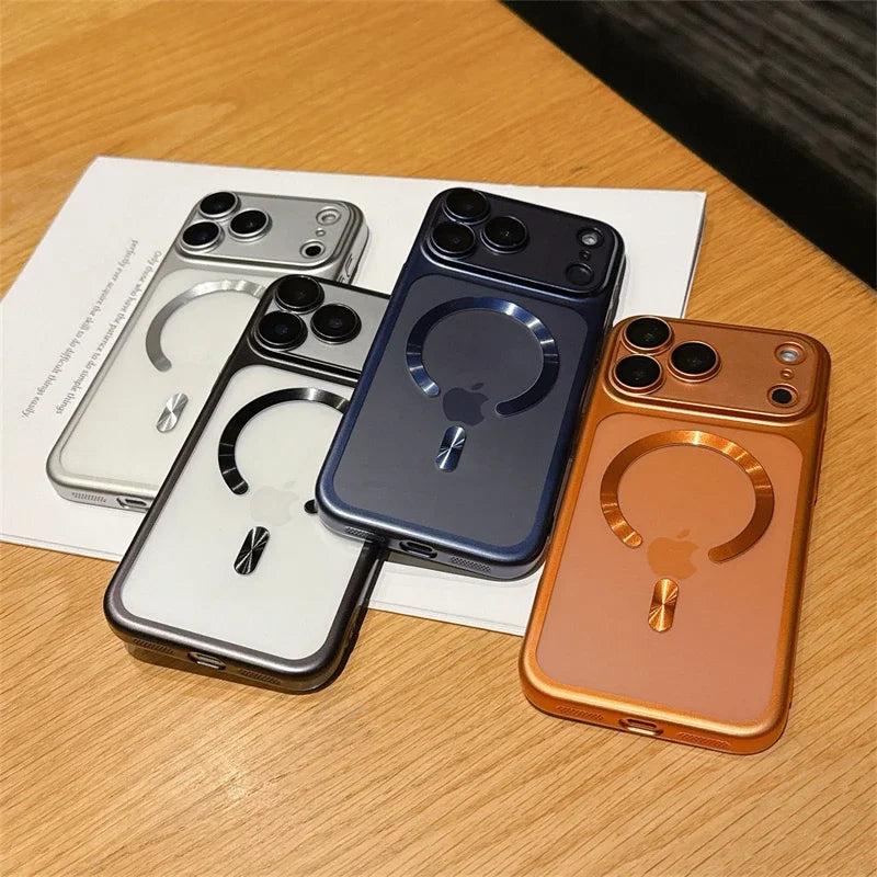 Luxury Matte Transparent Phone Case for Magsafe IPhone 17 Air 16 15 Pro Max Plus 17Air 17Pro Magnetic Bumper Back Cases Cover