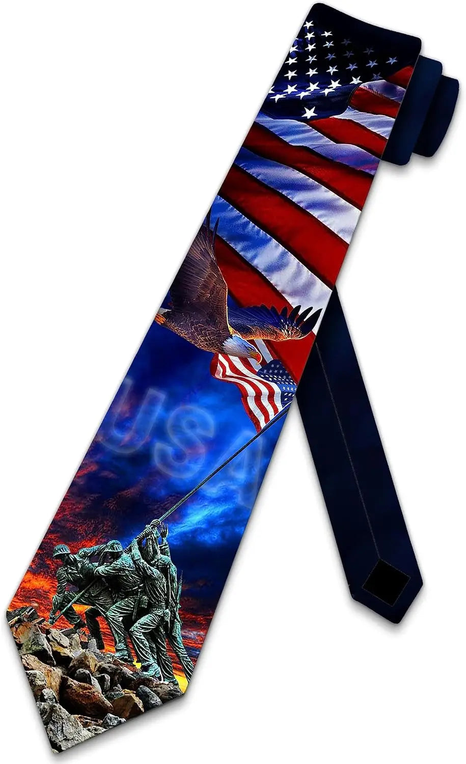 Print Patriotic Neckties Mens Iwo Jima World War 2 Tie Memorial Day Necktie Flag Ties
