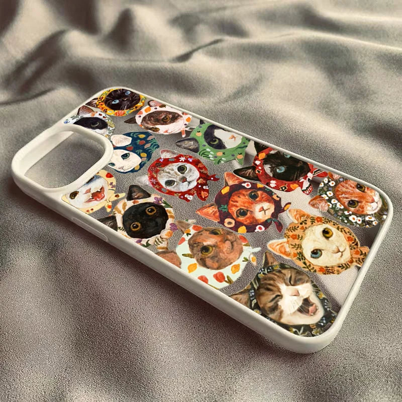 Colorful Cat Design Clear Phone Case For iPhone 13 14 15 16 17 Pro Max 11 12 MINI Plus 16E 17 Air 16 Plus Anti-fall Hard Cover