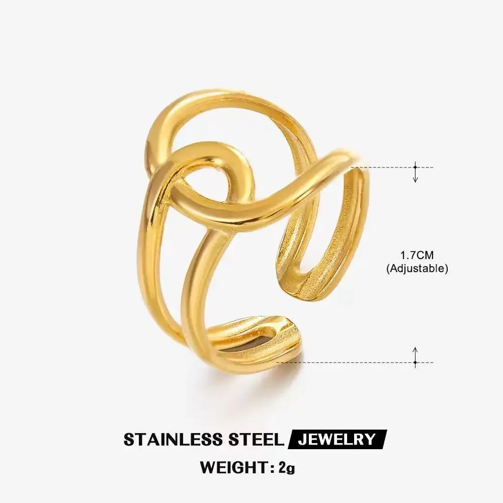 High End Waterproof Hollow Stainless Steel Finger Ring Trendy for Women Personalize Jewelry Wholesale