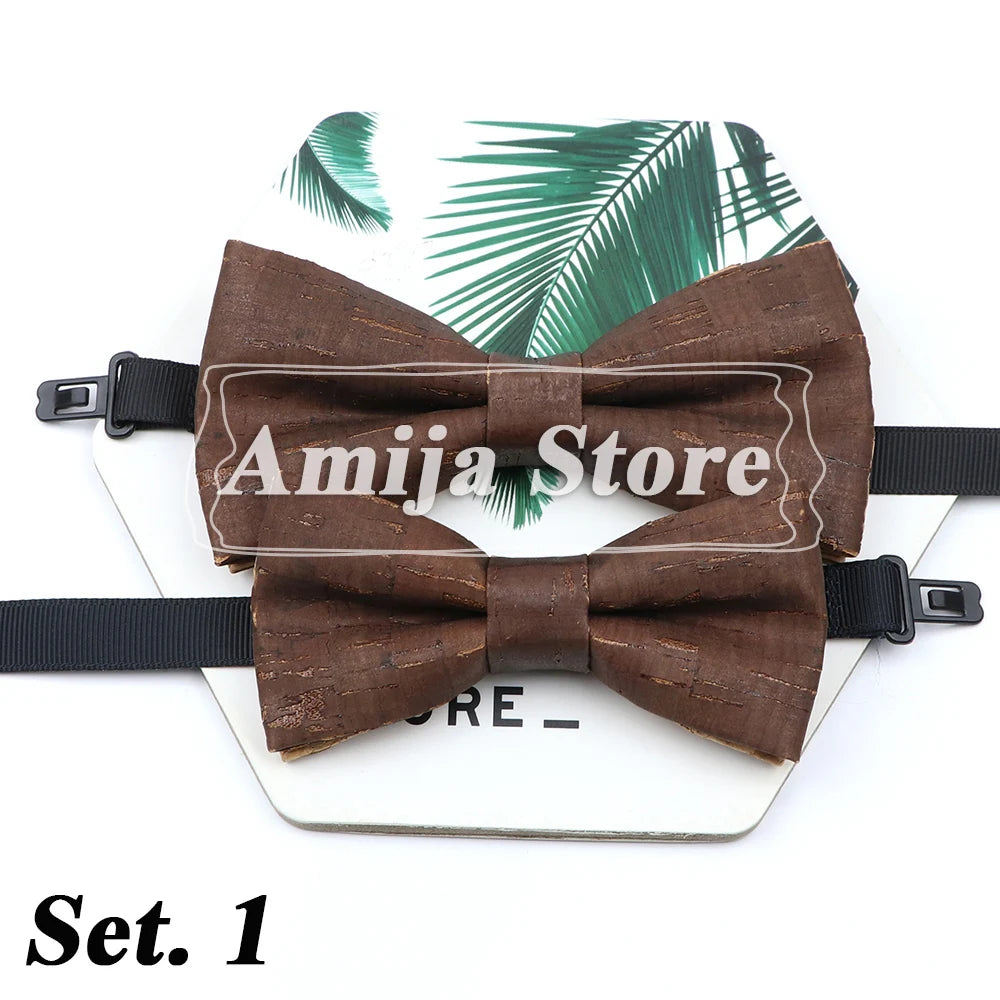 Novel Wooden Bow Tie For Man Women Cork Bowknot Retro Wood Handmade Bowties Daily Party Wedding Accessories Butterfly Wholesale