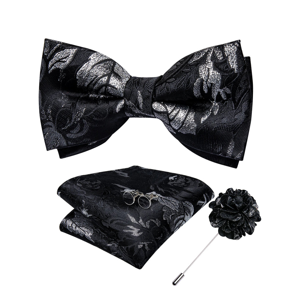 Wedding Bow Tie for Men Classic Red Pre-tied Bowtie Cufflinks Corsage Set for Party Butterfly Knot Gift Man Accessories