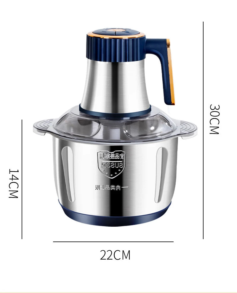 5L Electric Meat Grinder Chopper Stainless Steel Meat Vegetables Blender, 500W Household Stuffing Food Processor Mincer 5 Modes