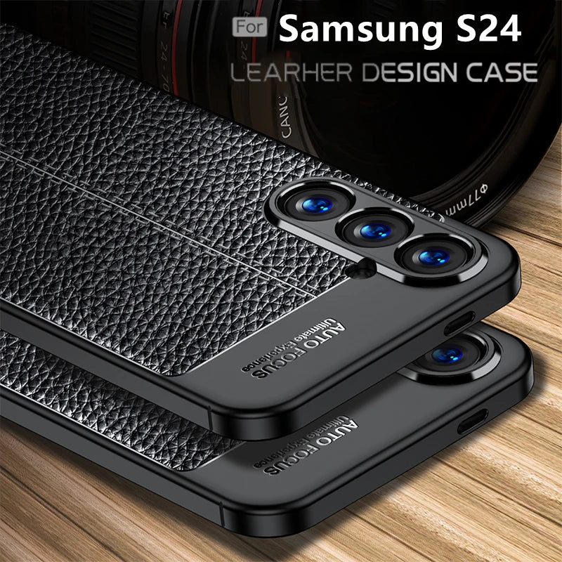 For Cover Samsung Galaxy S24 Case Samsung S24 S 24 Plus Ultra Capas New Shockproof TPU Phone Bumper Leather Fundas Samsung S24