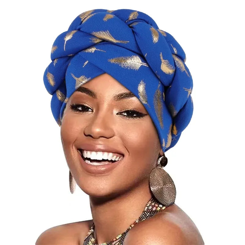 African Headtie Turban Fashion Summer Autumn African Solid Color Hats Women Head Wraps for Wedding Party Evening Outfits Hijab