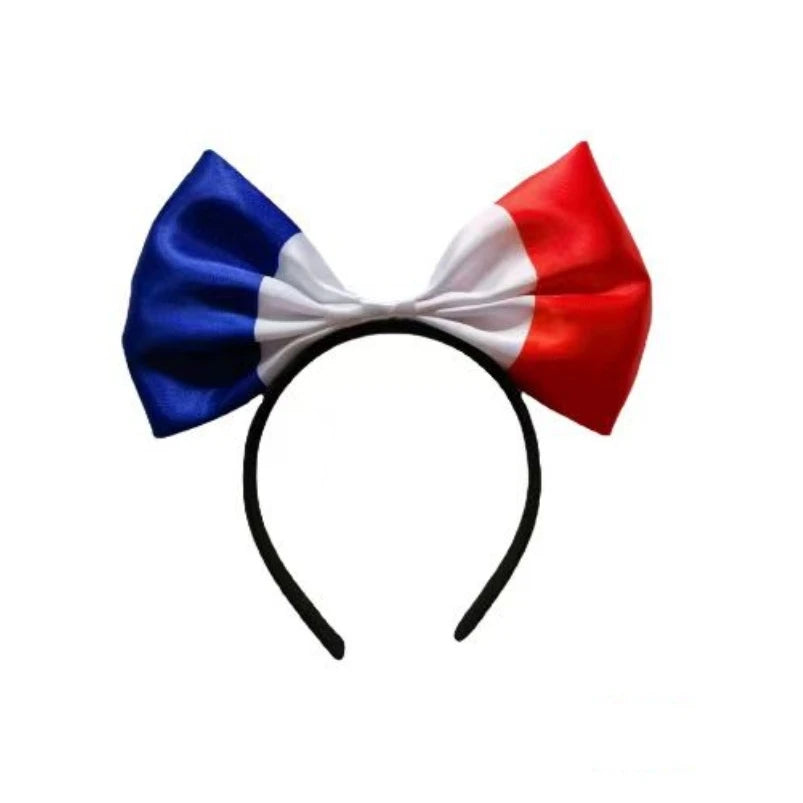 1pcs Flag Pattern Bow Headband Netherlands, Australia, South Korea, France, United States, United Kingdom, Canada, Italy