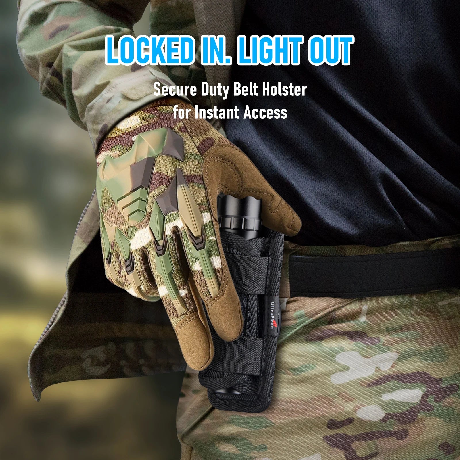 UltraFire WF-501B LED Tactical Police Flashlight 1200LM Military Torch with Duty Belt Holster Rechargeable Battery and Charger