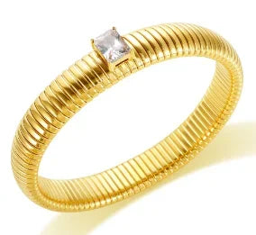 Beads Punk Gold Plated Thick Textured Open Bracelet Bangle for Women Men Trendy Stainless Steel Metal Bracelets