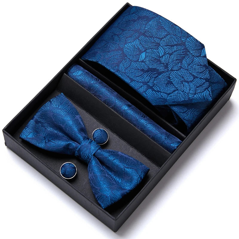 Tie For Men Formal Dress Tuxedo NeckTie Handkerchief Bow Tie Set PlaisyParty Groom Wedding Butterfly Bowtie In Box