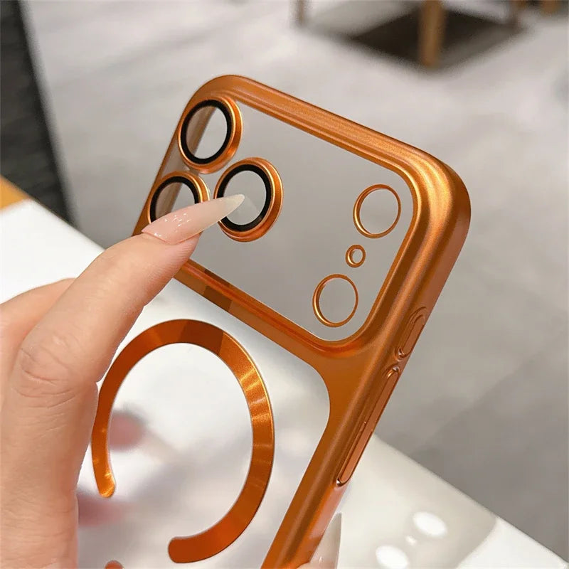 Luxury Matte Transparent Phone Case for Magsafe IPhone 17 Air 16 15 Pro Max Plus 17Air 17Pro Magnetic Bumper Back Cases Cover