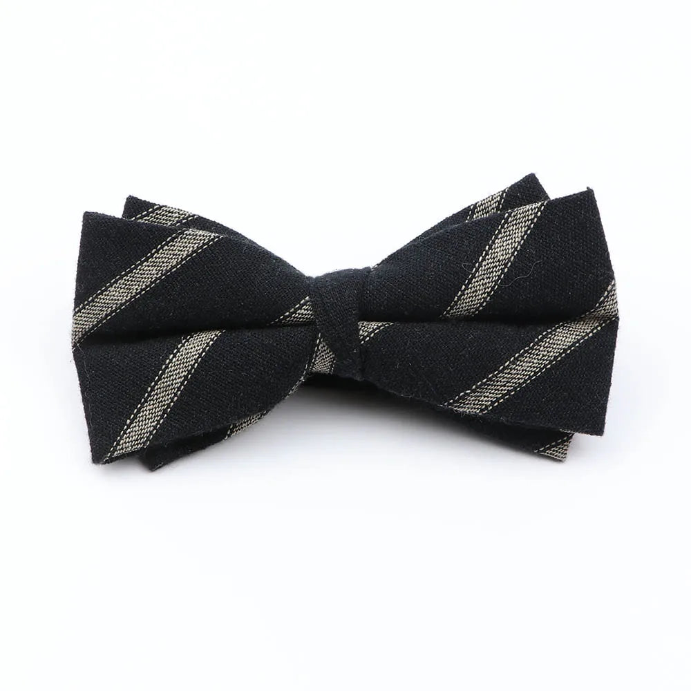 Cotton Double Layer Bowtie For Men Casual Bow Tie Adult Bow Ties Cravats Male Plaid Bow knot For Party Wedding Striped Butterfly