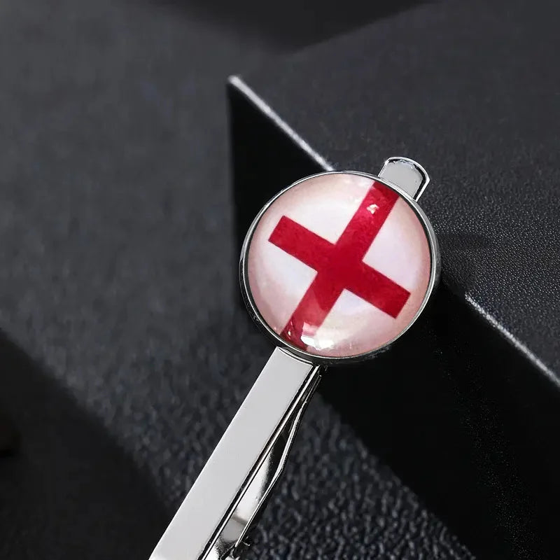 Country Flag Tie Clip For Men Germany Wales USA Macedonia Canada Man Shirt Business Party Gift Jewelry Cuff Luxury Fashion