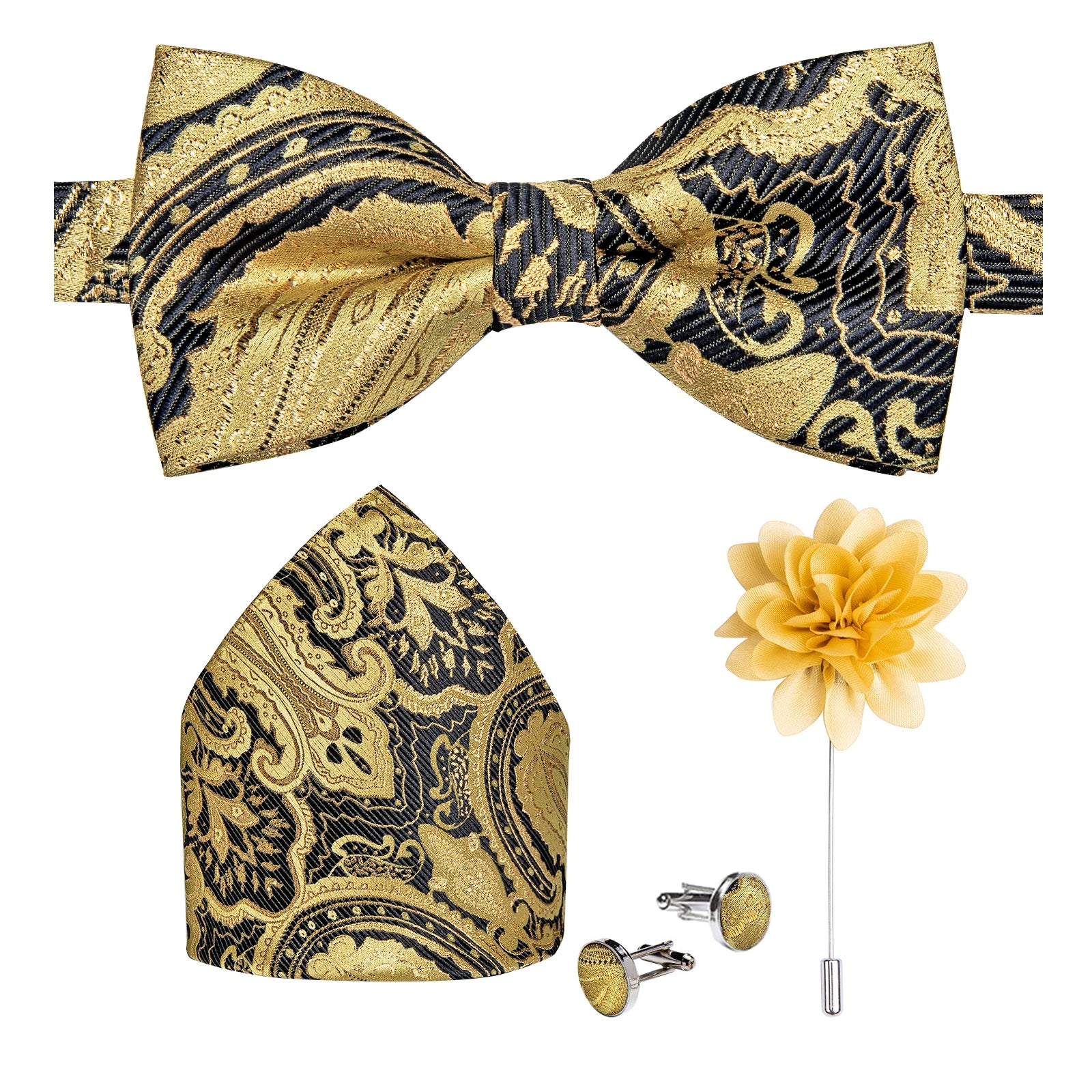 Wedding Bow Tie for Men Classic Red Pre-tied Bowtie Cufflinks Corsage Set for Party Butterfly Knot Gift Man Accessories