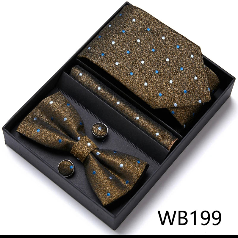 Tie For Men Formal Dress Tuxedo NeckTie Handkerchief Bow Tie Set PlaisyParty Groom Wedding Butterfly Bowtie In Box