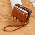 Women's Wallet Fashionableand Minimalist Wrist Strap Short Zero Wallet RetroVersatile LargeCapacity Multi Card Pocket Money Clip
