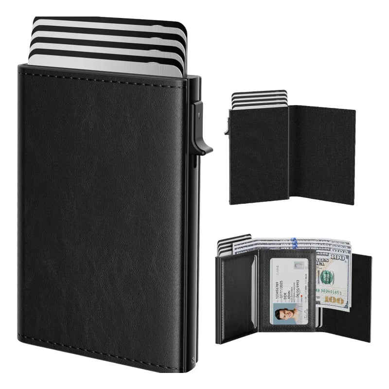 Wallet Card Holde  Pop Up PU Case,  Smart, RFID Blocking, Minimalist, Front Pocket 9-14 Card Capacity | ID Window | Cash Slot