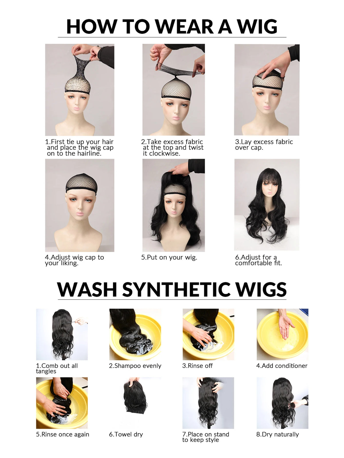 Long Black Straight Hair Wig with Bangs Synthetic High Density Long Hair Wig for Women