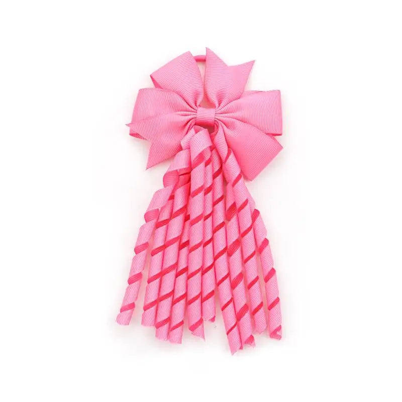 European And American Children's Hair Accessories Cheerleading Stage Streamers Curling Tassel Swallowtail Bow Rubber Band Hair