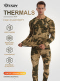 Esdy 1 Set of Men's Thermal Compression Clothing Set, Autumn and Winter Outdoor Thermal Underwear Set, Polar Hunting Cold-Proof Long-Sleeve Underwear and Pants, Suitable for Skiing, Mountaineering, and Rock Climbing
