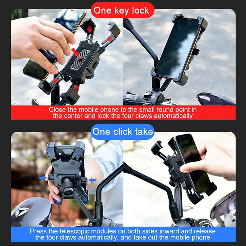 Bike Phone Holder 360° Rotatable Universal Bicycle Motorcycle Phone Holder for Mobile Phone Stand Shockproof Bracket GPS Clip