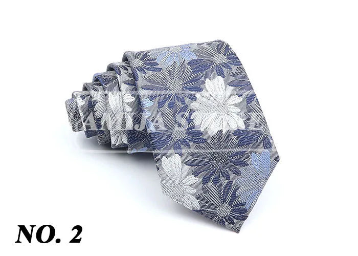 New Men's Casual 7CM Ties Classic Polyester Woven Party Neckties Fashion Burgundy Flower Man Neck Tie For Wedding Business Male