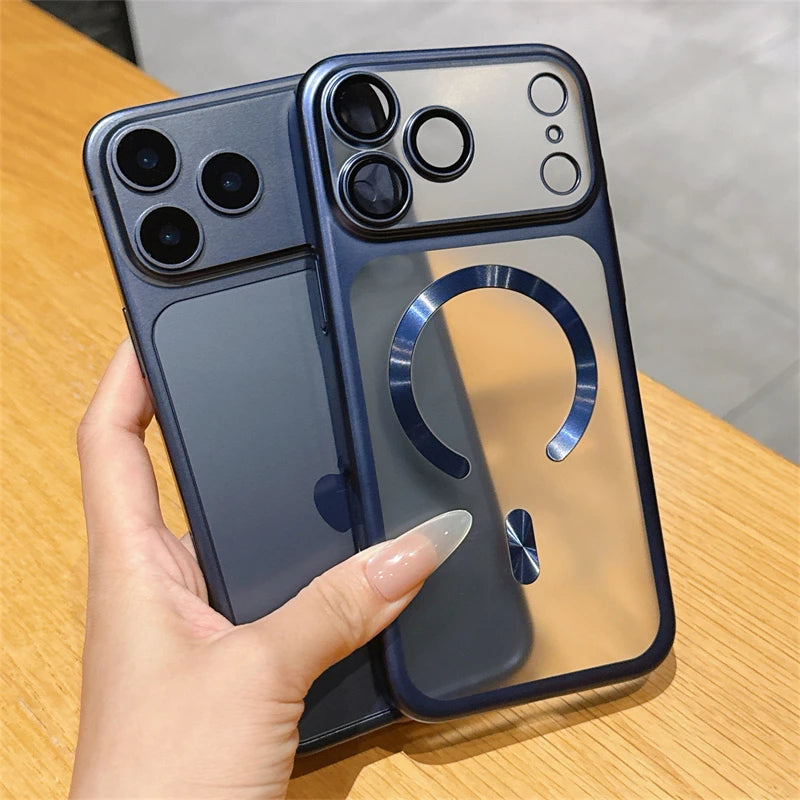 Luxury Matte Transparent Phone Case for Magsafe IPhone 17 Air 16 15 Pro Max Plus 17Air 17Pro Magnetic Bumper Back Cases Cover