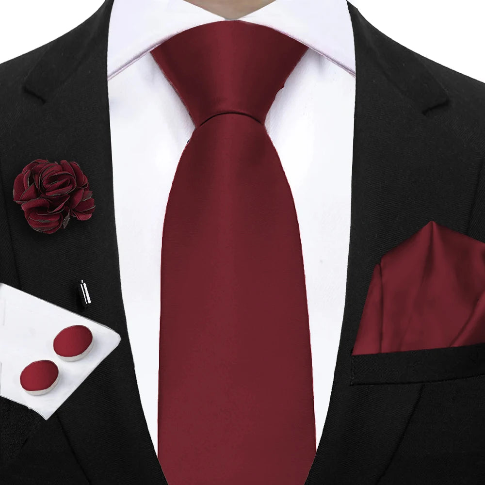 Women & Men Ties Solid NeckTie Pocket Square Brooch Set Men's Wedding Pink Blue Purple Tie Suit Accessories Fit Group Holiday Party