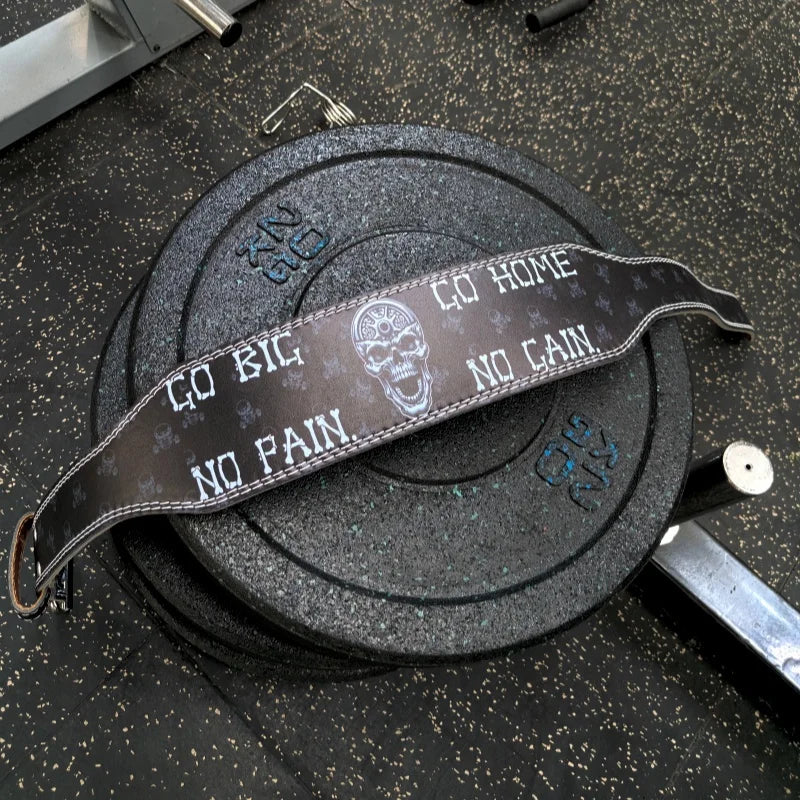 1 Pc Skull Style Weightlifting Belt with NO PAIN NO GAIN Gym Fitness Belt for Men & Women Powerlifting Belt for Squat Deadlift