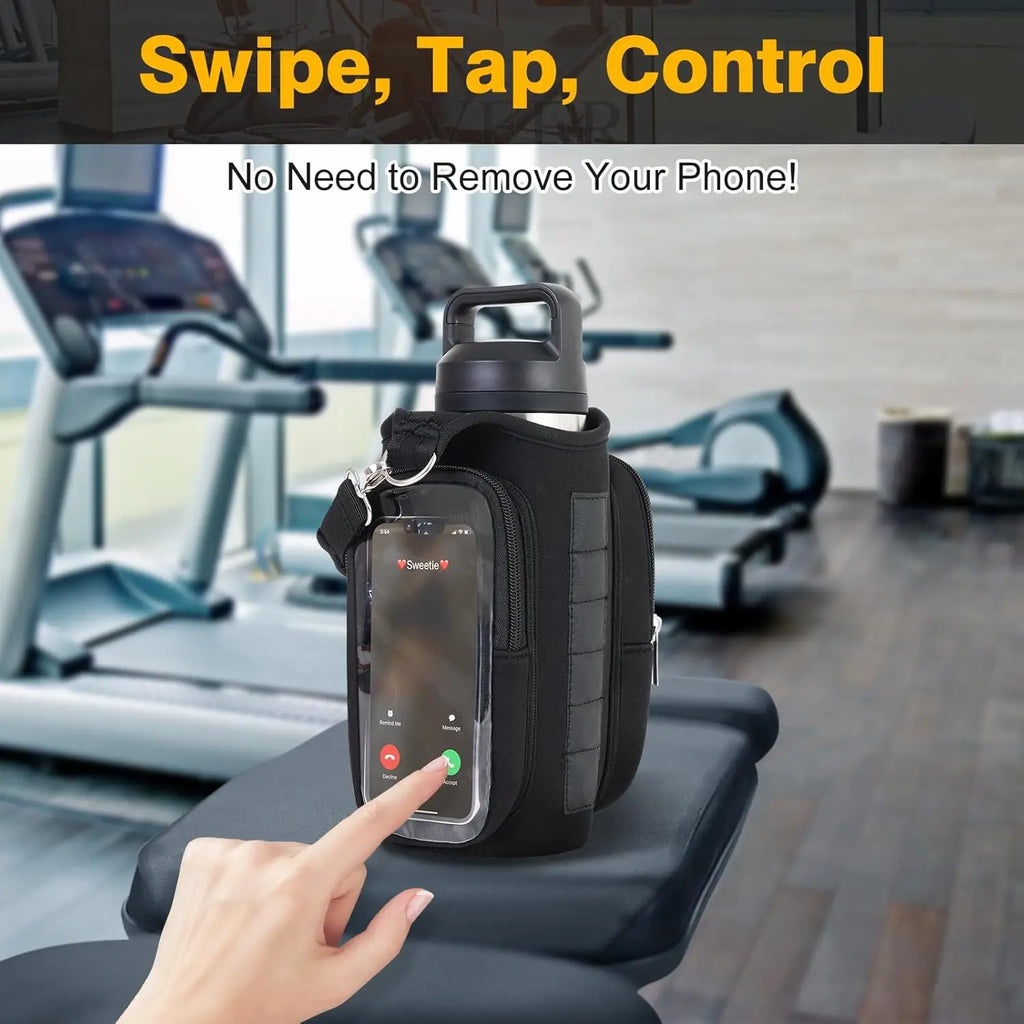 Magnetic Water Bottle Holder Gym Bag With Phone Pocket Hands Free Workout Carrier Adjustable Strap Fitness Accessories Workout