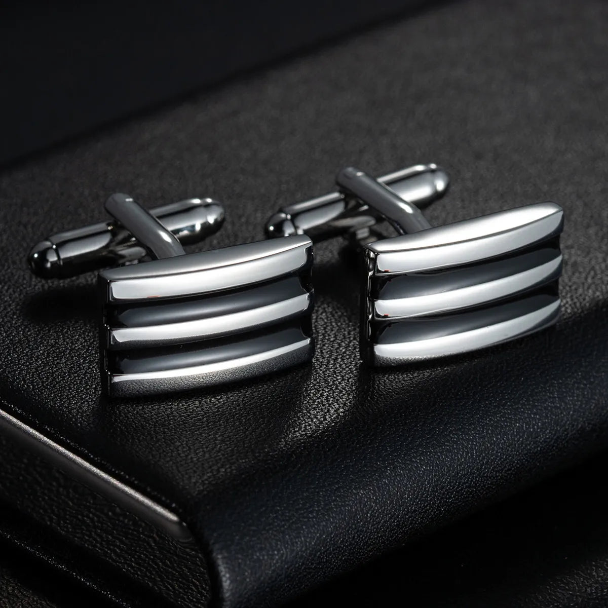 Round Cufflinks Mens For Business Shirt Wedding Party Men Cufflink Solid Cloth Rectangle Stripe Cuff links Accessories Wholesale