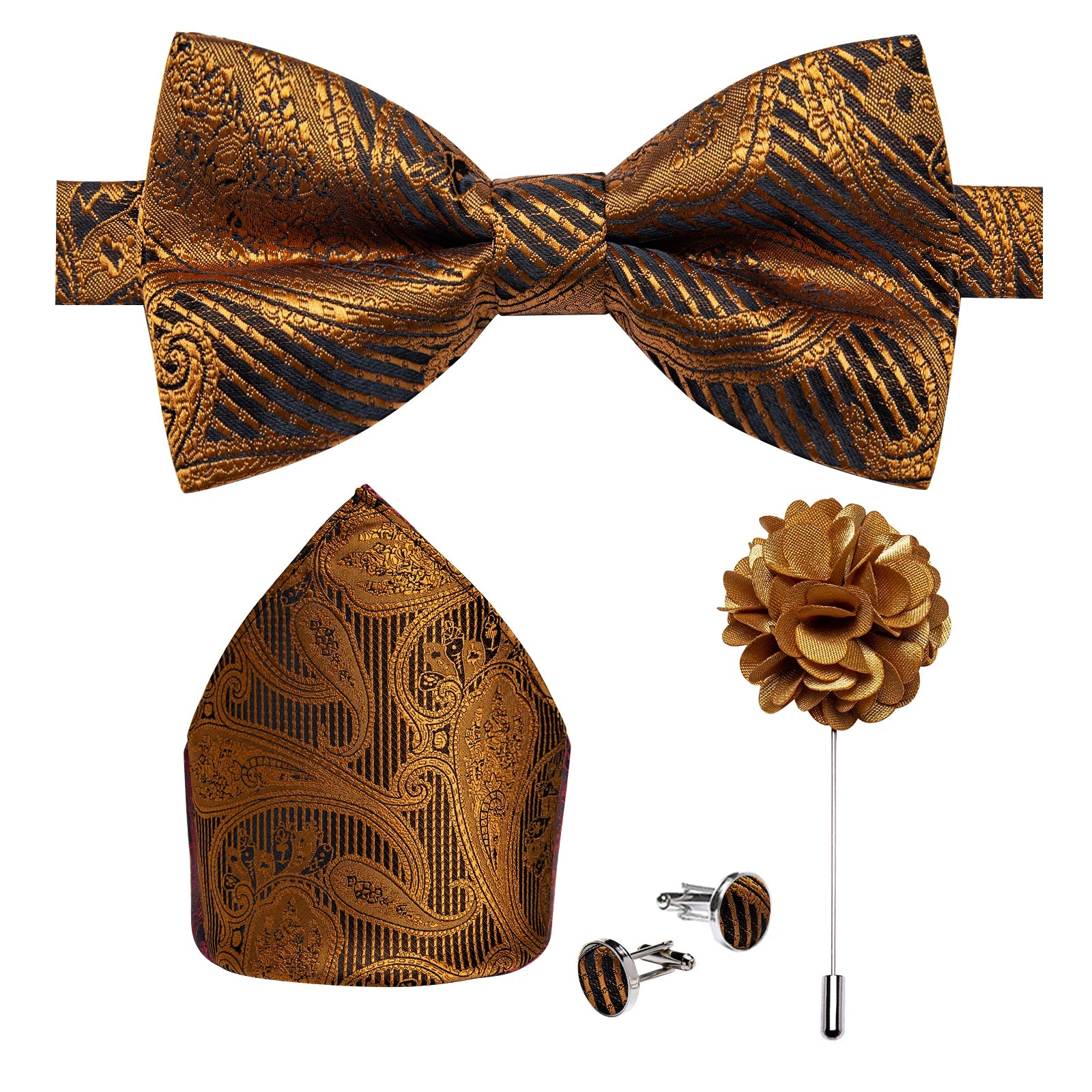 Wedding Bow Tie for Men Classic Red Pre-tied Bowtie Cufflinks Corsage Set for Party Butterfly Knot Gift Man Accessories