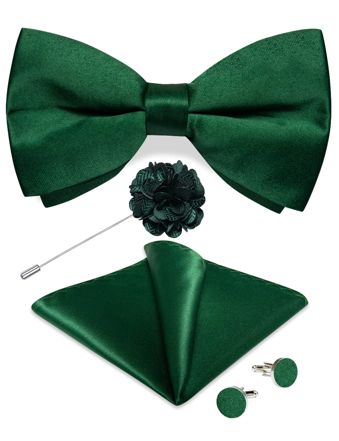 Wedding Bow Tie for Men Classic Red Pre-tied Bowtie Cufflinks Corsage Set for Party Butterfly Knot Gift Man Accessories