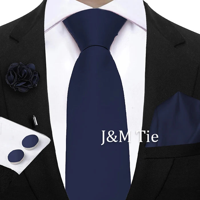 Women & Men Ties Solid NeckTie Pocket Square Brooch Set Men's Wedding Pink Blue Purple Tie Suit Accessories Fit Group Holiday Party