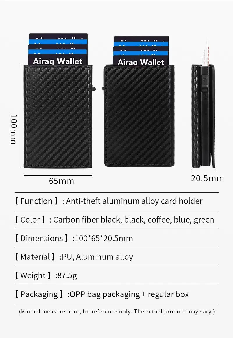 Wallet Card Holde  Pop Up PU Case,  Smart, RFID Blocking, Minimalist, Front Pocket 9-14 Card Capacity | ID Window | Cash Slot