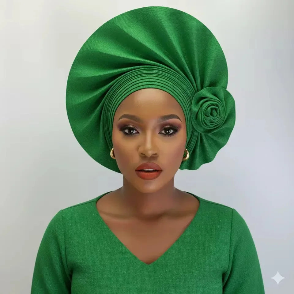 2026 New African Headtie Turban Nigeria Auto Gele Head Wraps Auto Gele Women's Turban Cap Wedding Geles Muslim Head Wraps Bonnet