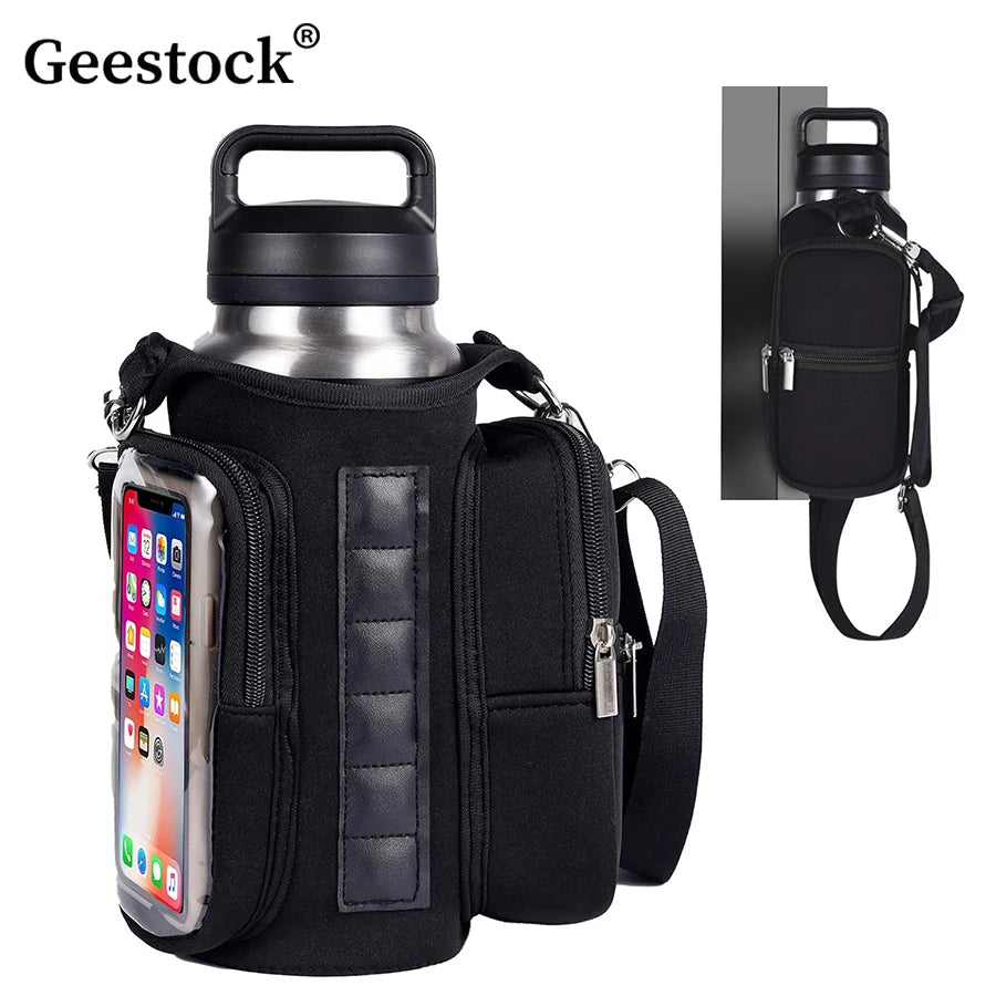 Magnetic Water Bottle Holder Gym Bag With Phone Pocket Hands Free Workout Carrier Adjustable Strap Fitness Accessories Workout