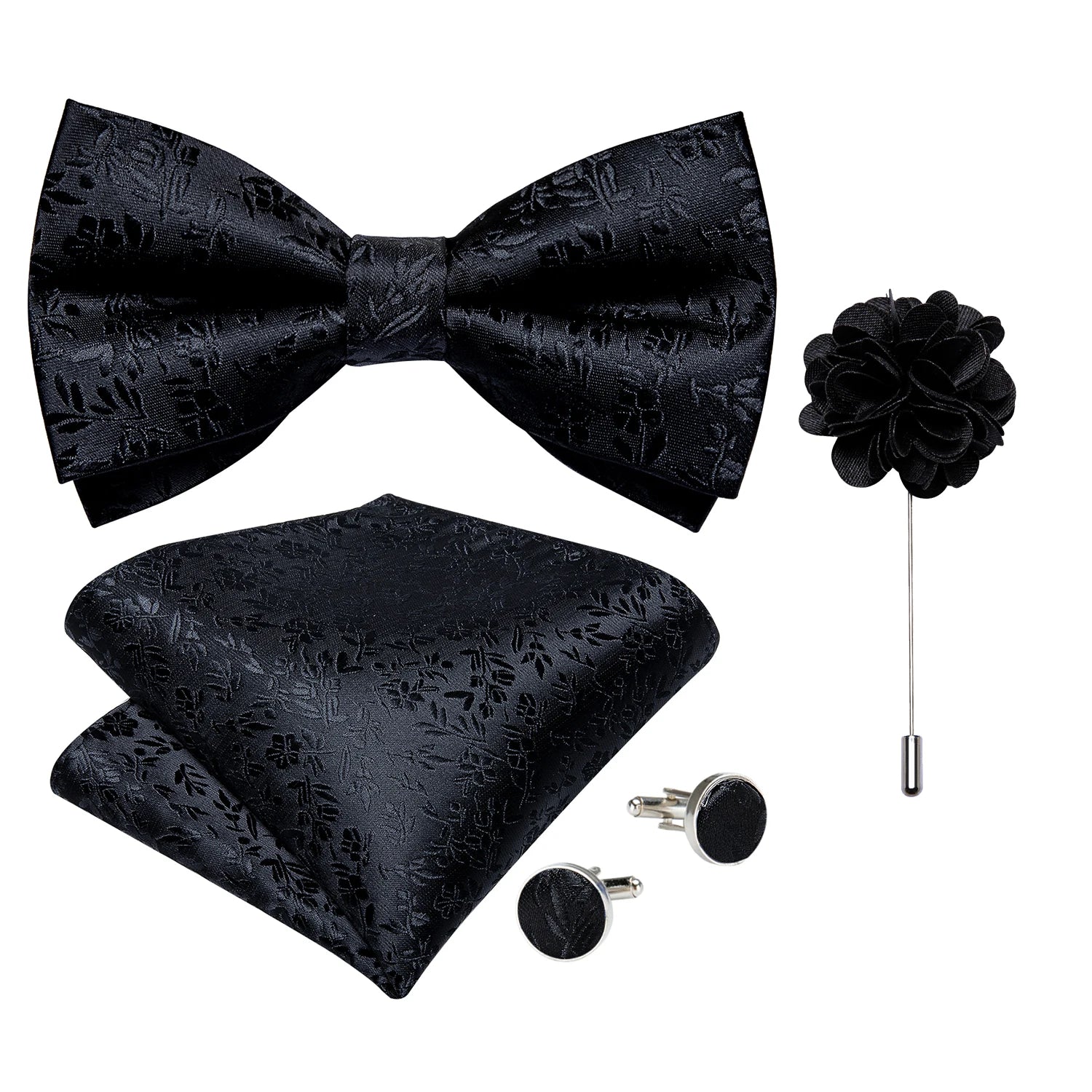 Wedding Bow Tie for Men Classic Red Pre-tied Bowtie Cufflinks Corsage Set for Party Butterfly Knot Gift Man Accessories