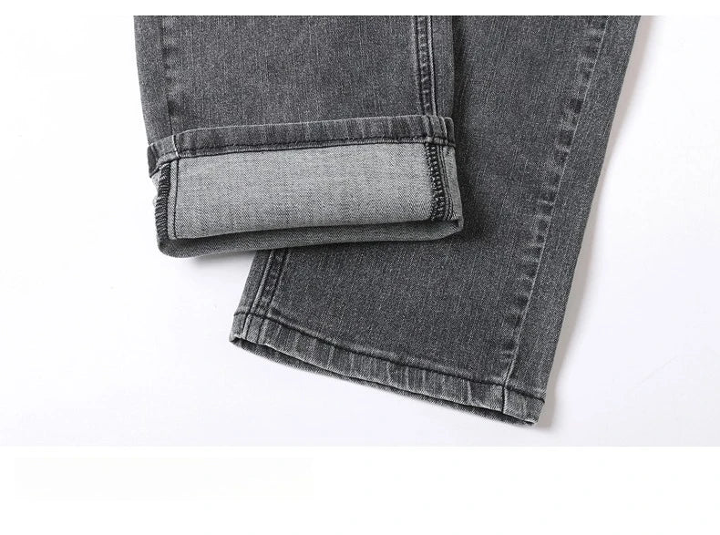 Men's New Stretch Straight Jeans Business Versatile Trendy Youth Casual Regular Long Pants for Spring Autumn Male Denim Trousers