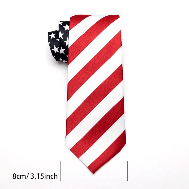 Fashion Classic Artificial Silk Star Striped American Flag Mens Necktie for Man Wedding Performance Tie for Business Party Ties