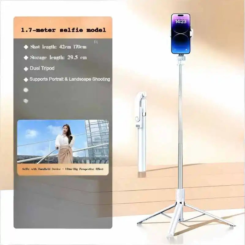 1700mm Wireless Selfie Stick Tripod Extendable Foldable Portable Monopod for Smartphone Stable Shooting Phone Stand