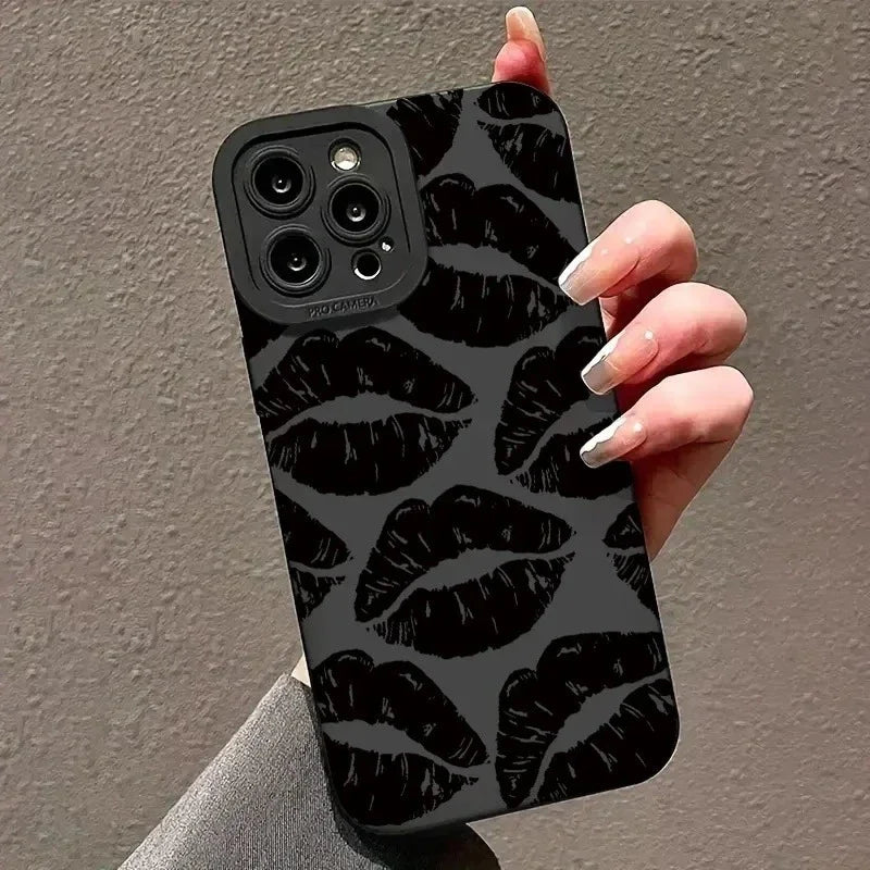Lip Printed Phone Case For iPhone 15 Pro Max Cases iPhone 11 12 13 14 Pro XS Max XR X 7 8 Plus Soft Shockproof Bumper Back Cover
