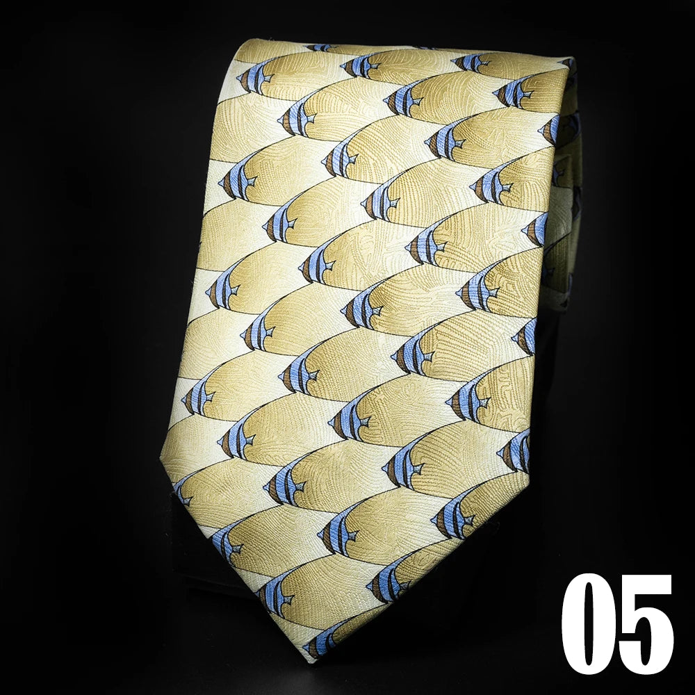 10cm Wide 100% Silk Tie For Men Printed Cartoon animals Handmade Necktie Business Formal Wedding Daily Wear Suit Men's Tie