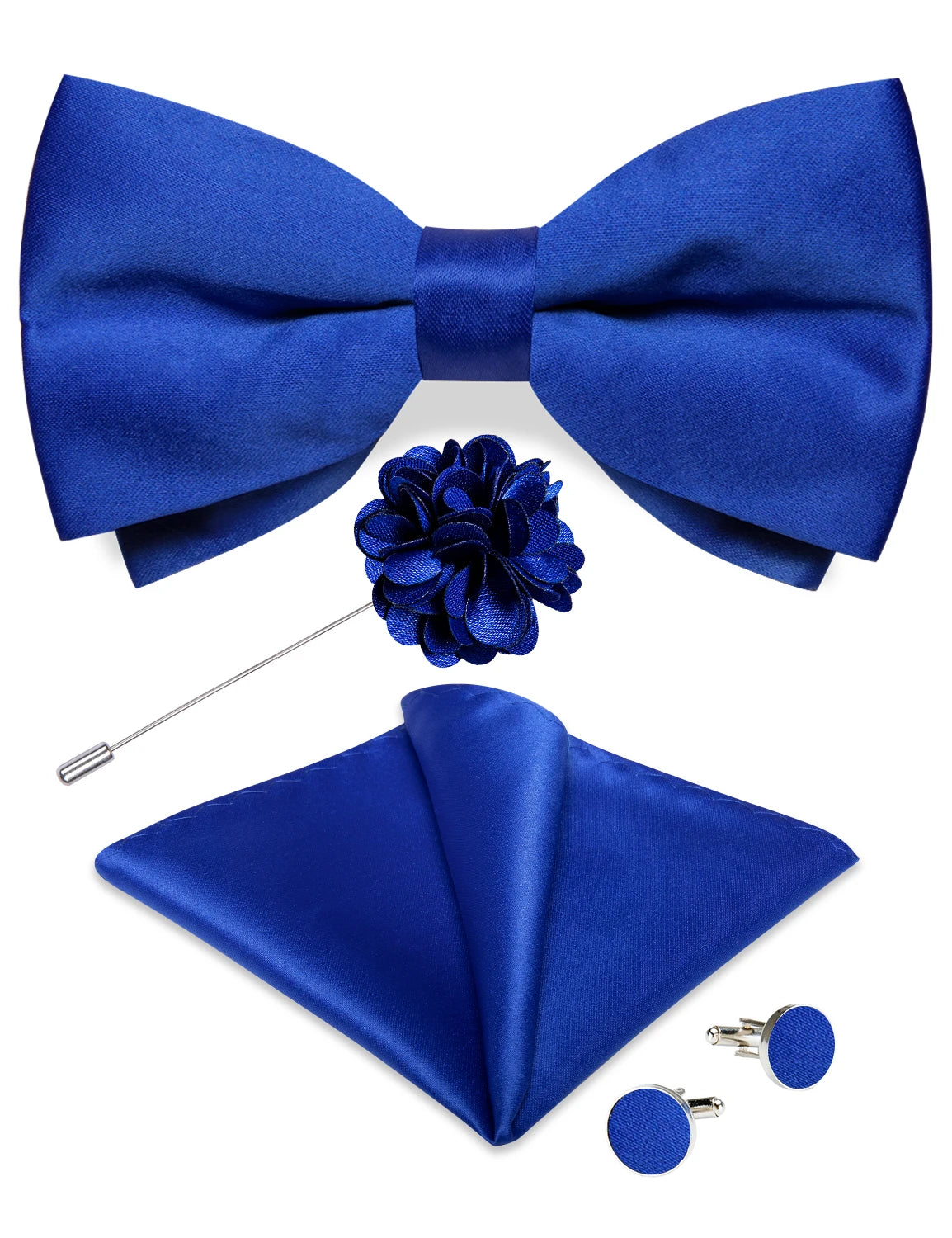 Wedding Bow Tie for Men Classic Red Pre-tied Bowtie Cufflinks Corsage Set for Party Butterfly Knot Gift Man Accessories