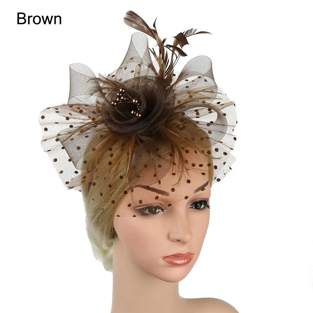 Hair Accessories Mesh Flower Hair Fascinators Wedding Feathers Hair Clip Fascinator Hat Tea Party Headband Alice Headband Clip