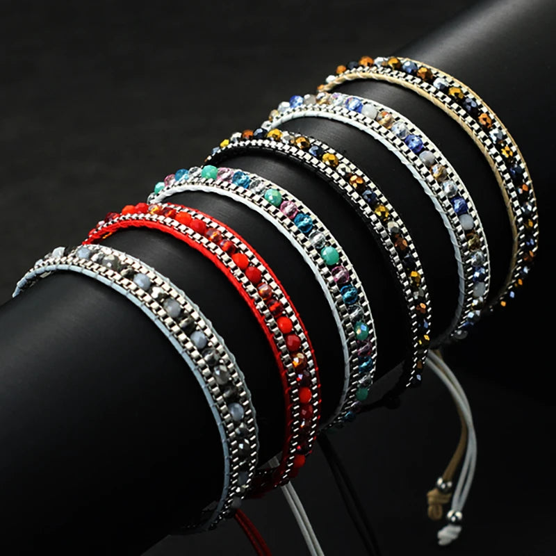 Bohemian String Bracelet For Women Girlfriend Handmade Irregular Seed Beads Braslet Lucky Red Braclet Beach Leisure Braclet Gift