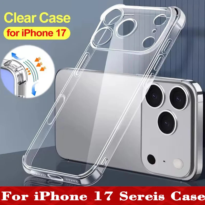 Soft Silicone TPU Phone Case For iPhone 17 Pro Max Anti-fall Transparent Phone Cover For  iPhone17 17 Pro 17Air Shockproof Cases