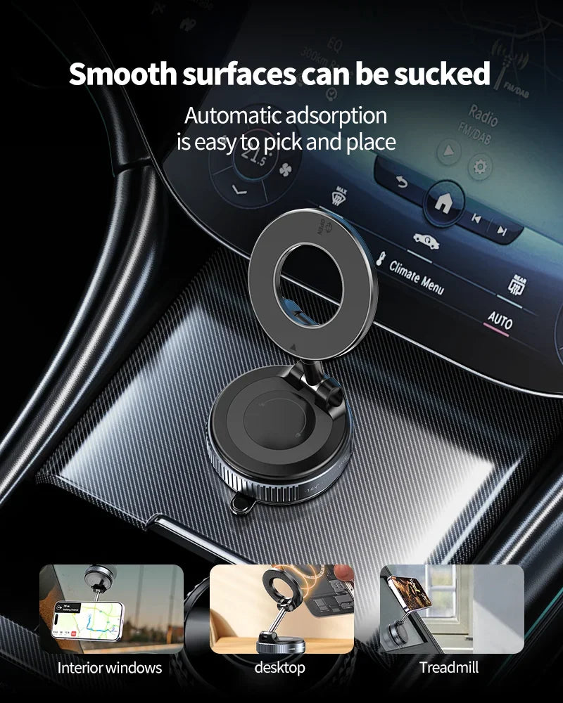Rotating Folding Magnetic Phone Holder Vacuum Suction Mag Stand for Car Navigation Gym Kitchen - Universal GPS Streaming Bracket